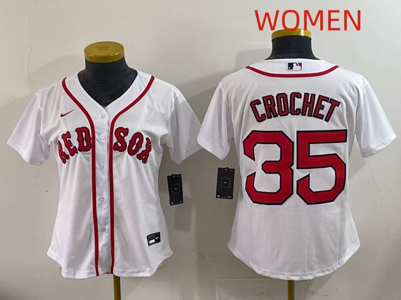 Women 2025 Boston Red Sox #35 Crochet White Game Nike MLB Jersey style 1->->Women Jersey
